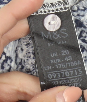 Marks and Spencer Womens Blue Sleeveless Blouse UK 20 Cotton Blend