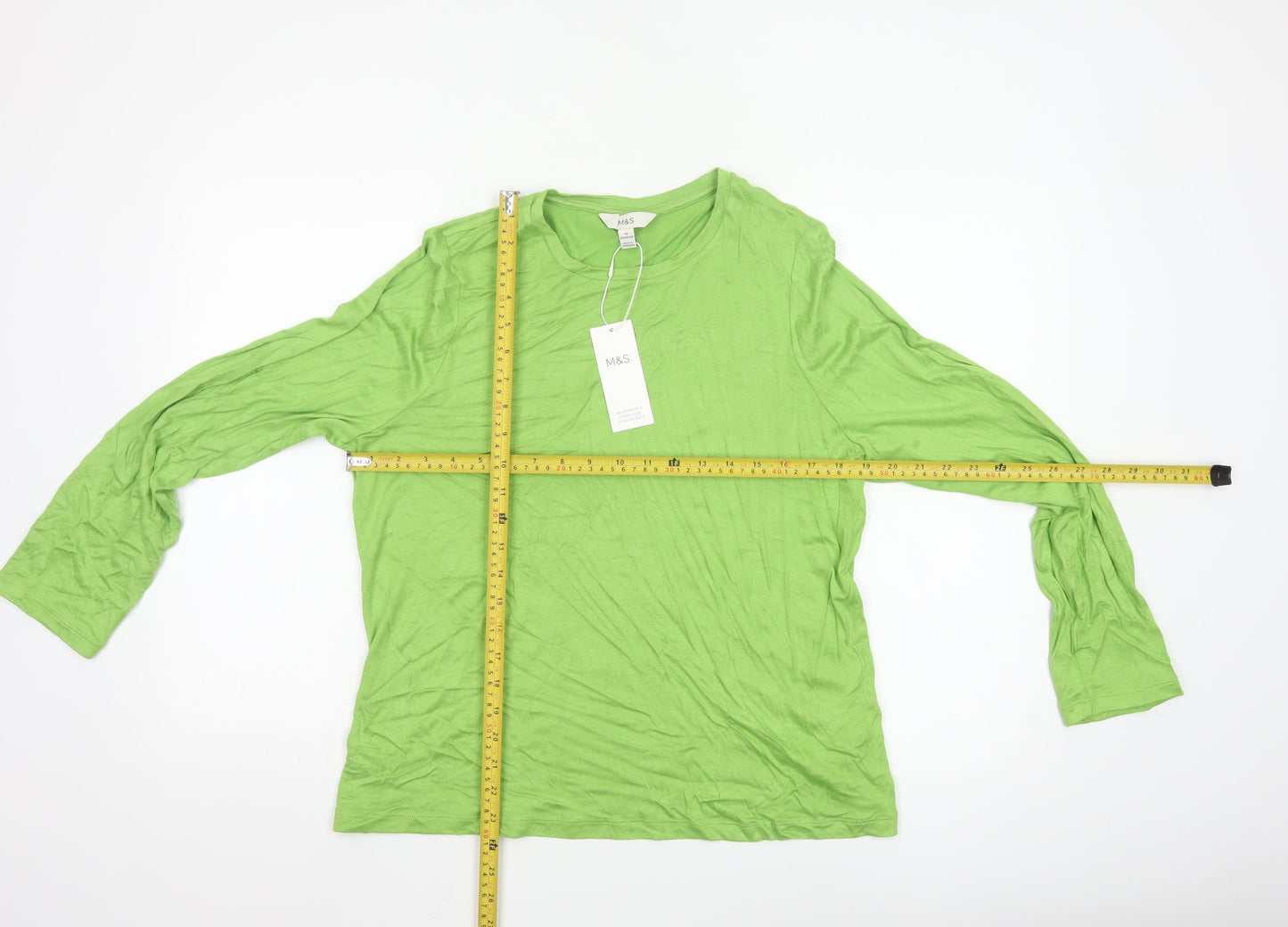 Marks and Spencer Women's Green Long Sleeve Basic Jersey Top Size 20