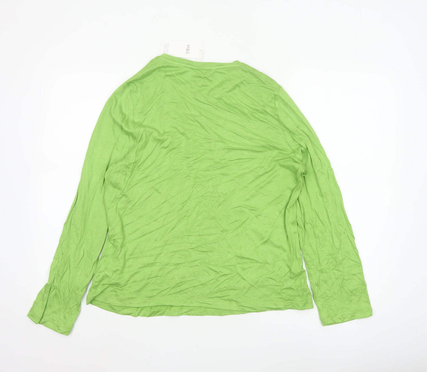 Marks and Spencer Women's Green Long Sleeve Basic Jersey Top Size 20