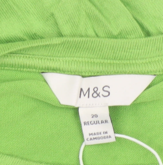 Marks and Spencer Women's Green Long Sleeve Basic Jersey Top Size 20