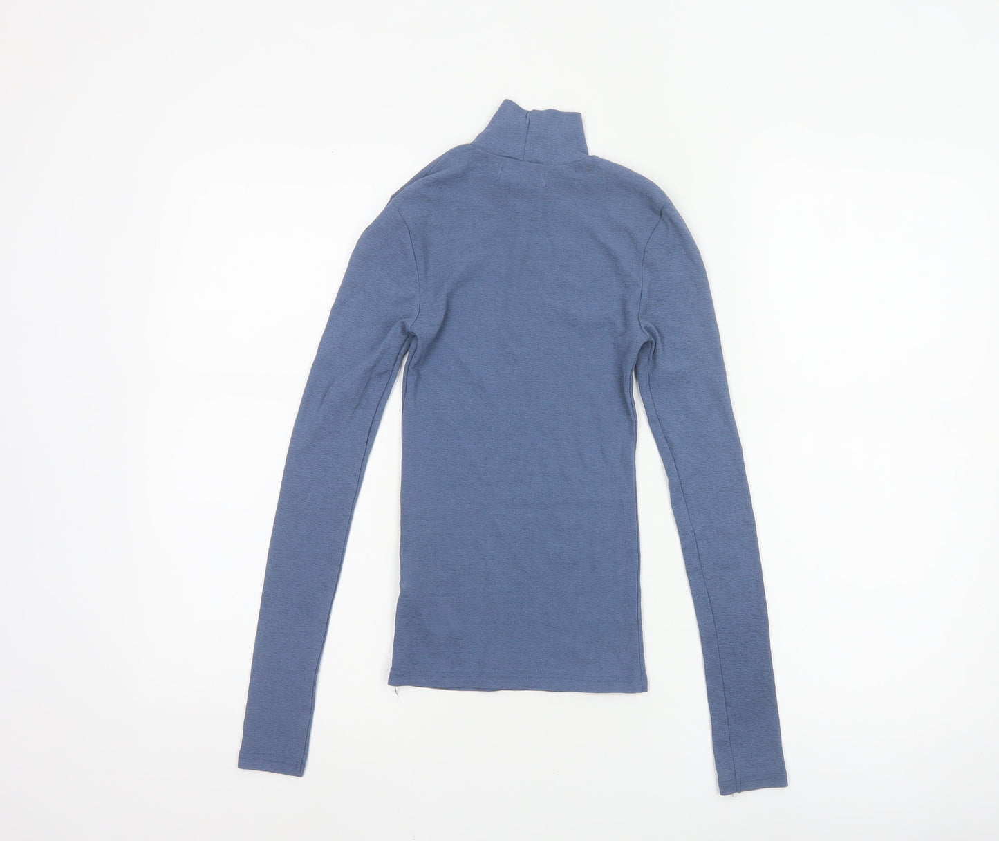 Topshop Women's Blue Roll Neck Long Sleeve Slim Fit Jersey Top Size 6