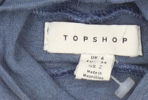 Topshop Women's Blue Roll Neck Long Sleeve Slim Fit Jersey Top Size 6