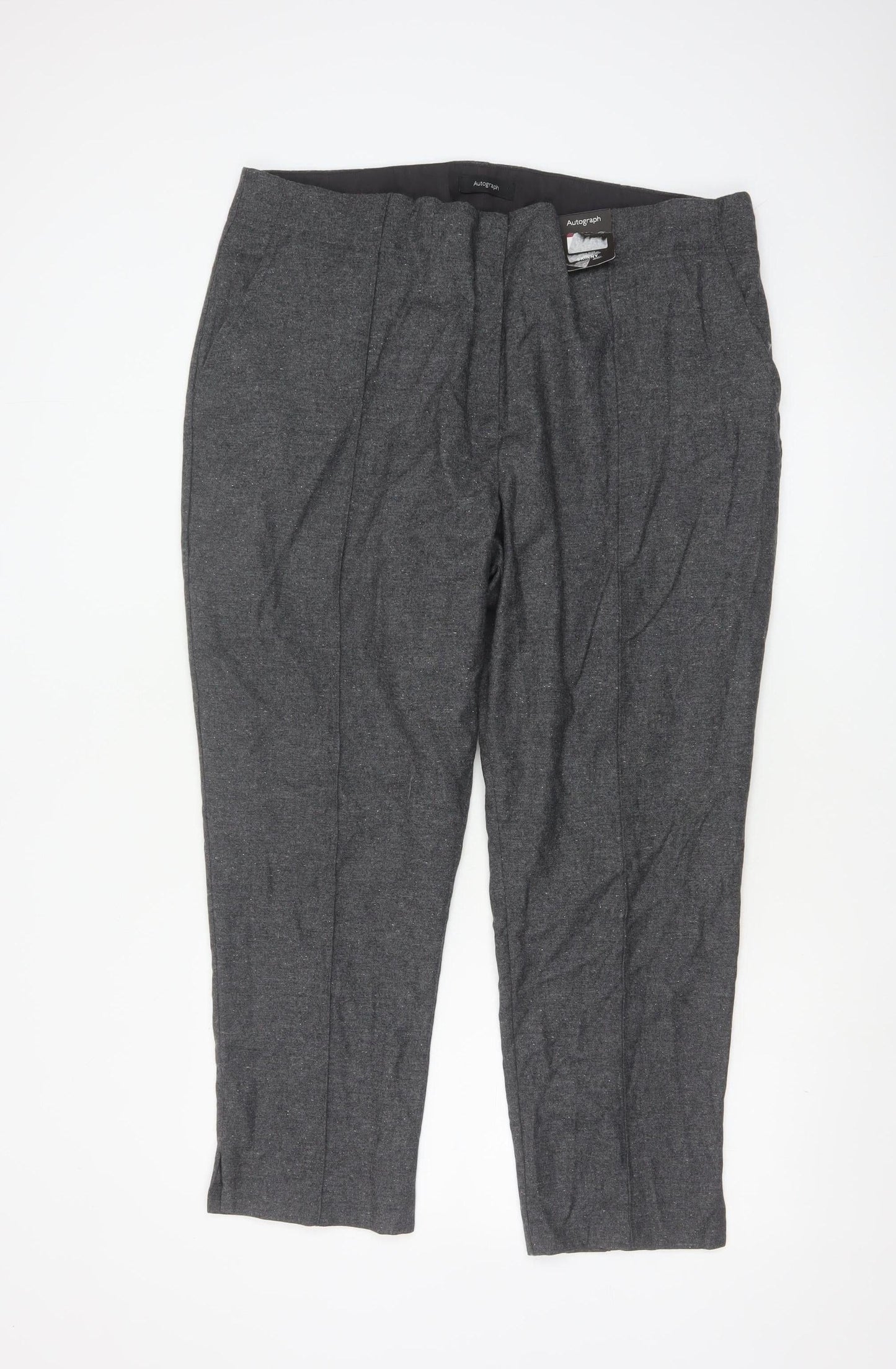 Marks and Spencer Women’s Grey Wool Blend Pleated Trousers Size 20