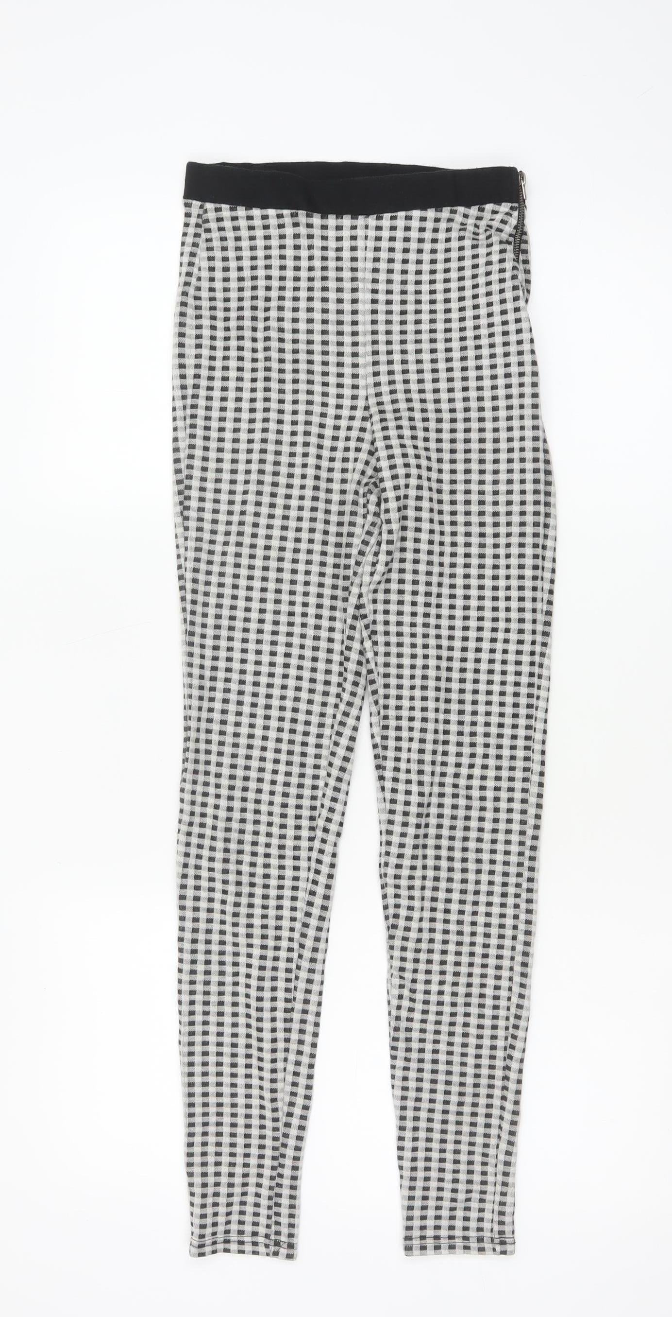 Topshop Women’s Black & White Checked Skinny Trousers Size 8