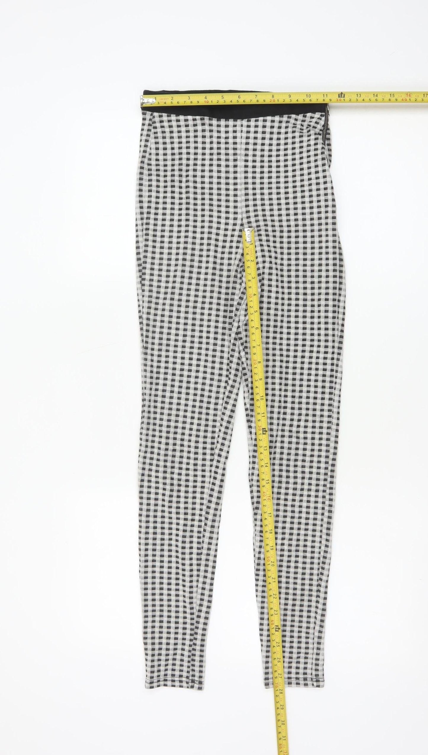Topshop Women’s Black & White Checked Skinny Trousers Size 8