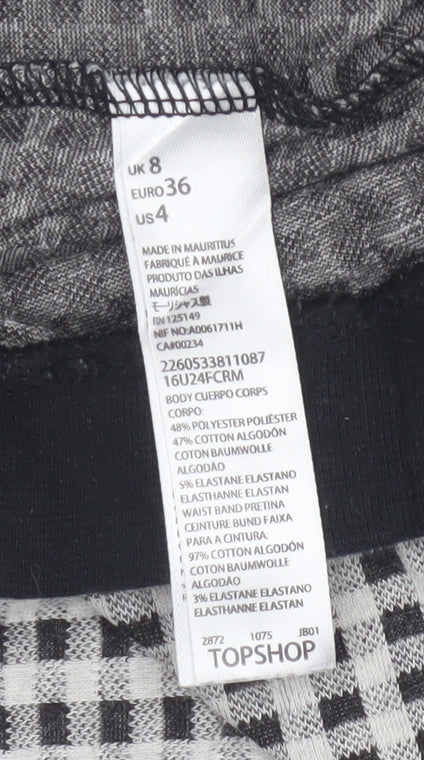 Topshop Women’s Black & White Checked Skinny Trousers Size 8
