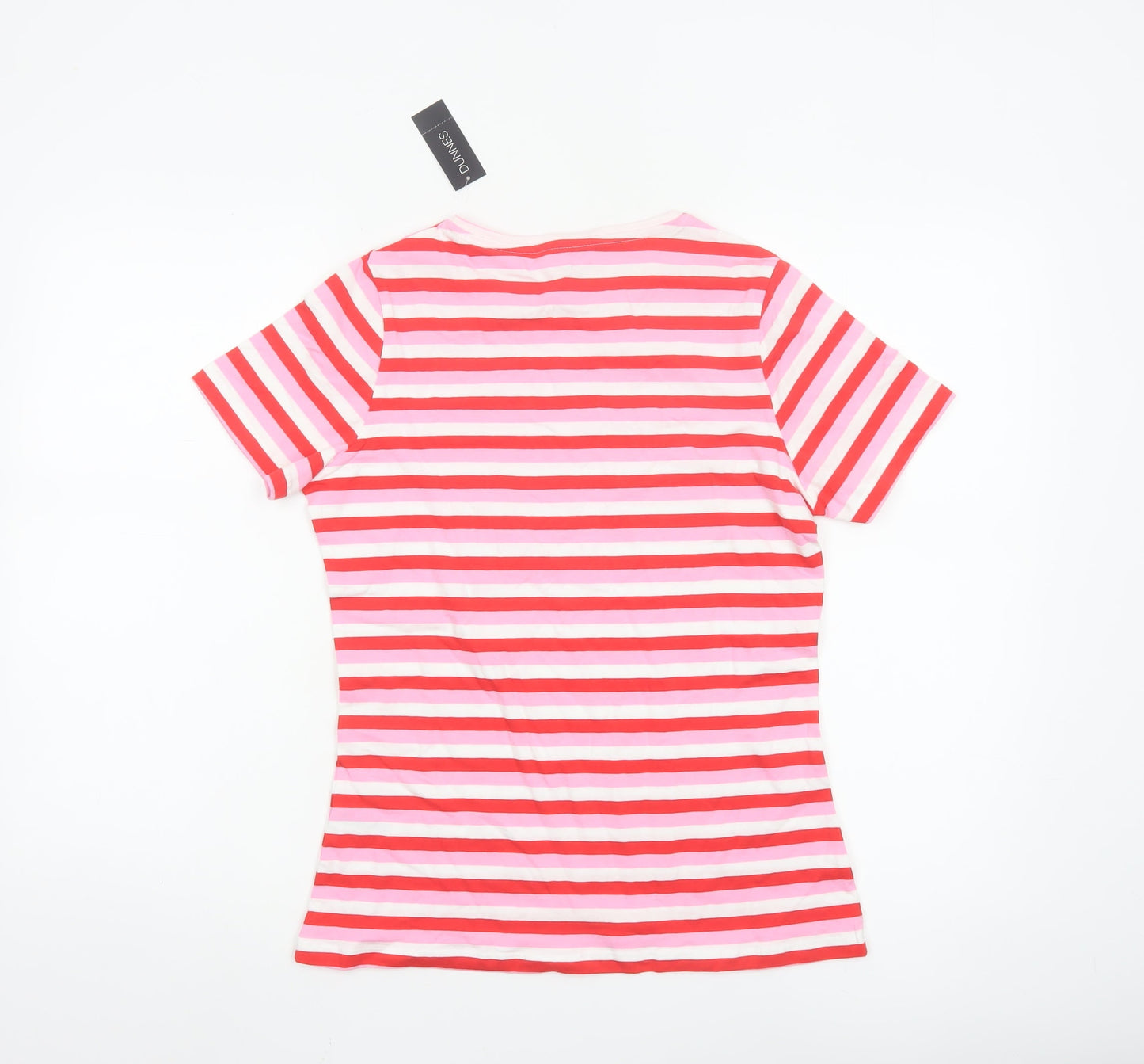 Dunnes Stores Women Pink Striped Cotton T-Shirt Size S