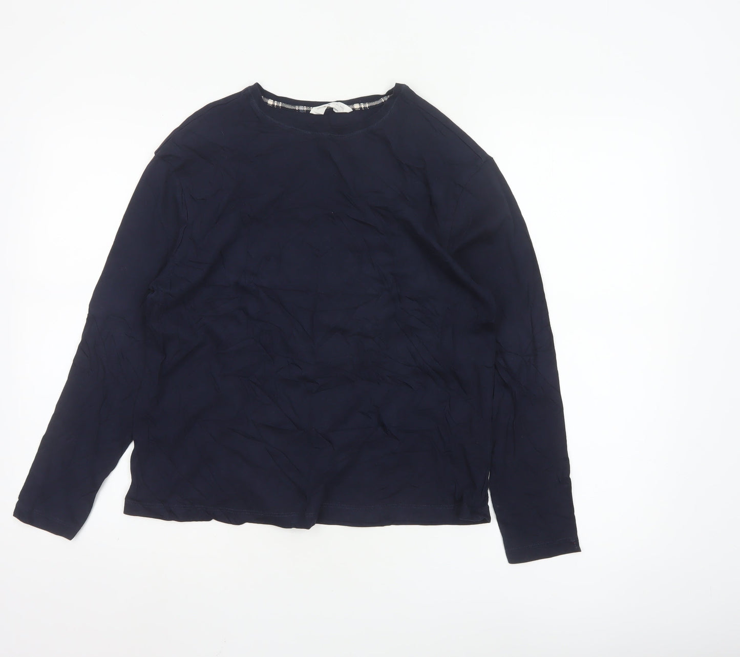 Marks and Spencer Women Blue Cotton Long Sleeve Pyjama Top M
