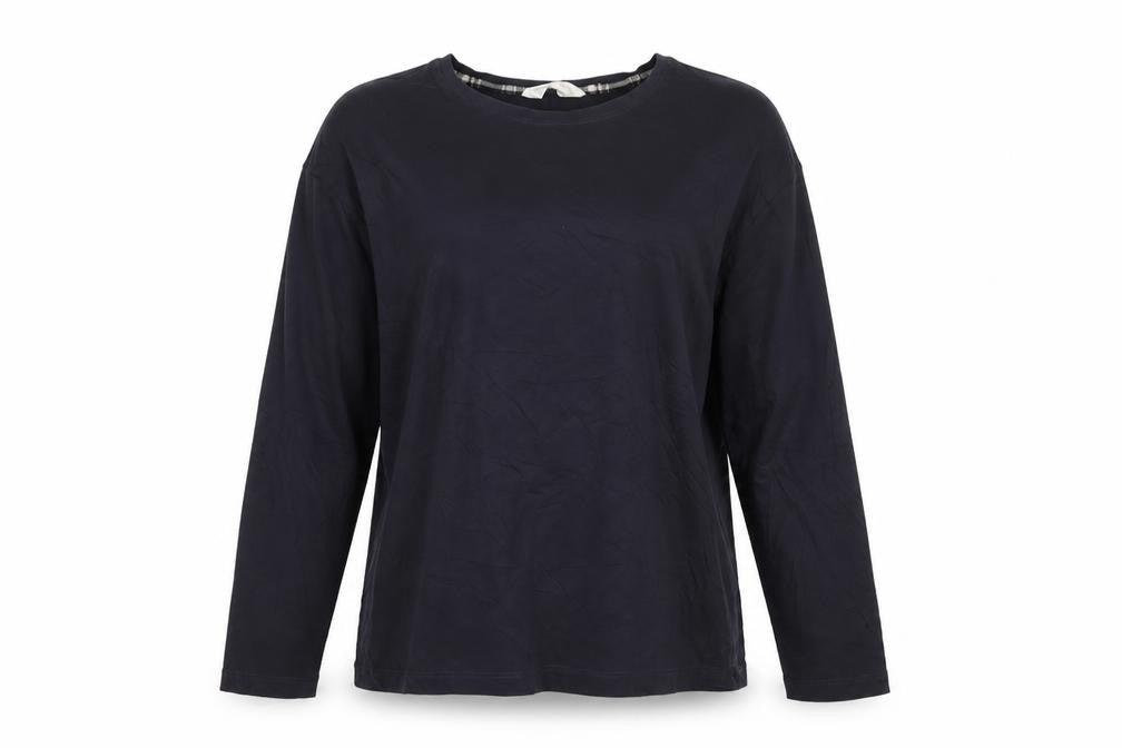 Marks & Spencer Women Blue Cotton Long Sleeve Pyjama Top M