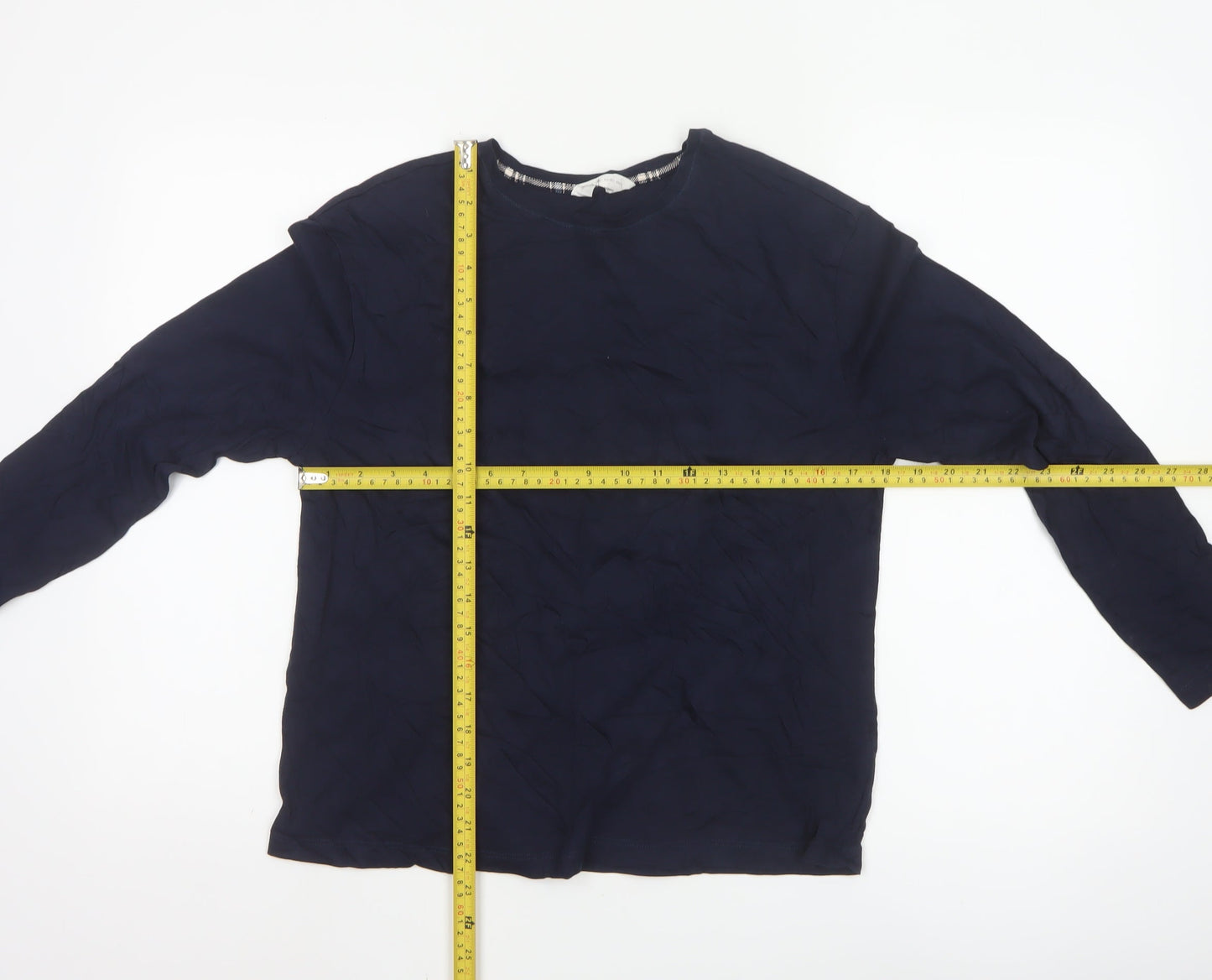 Marks and Spencer Women Blue Cotton Long Sleeve Pyjama Top M