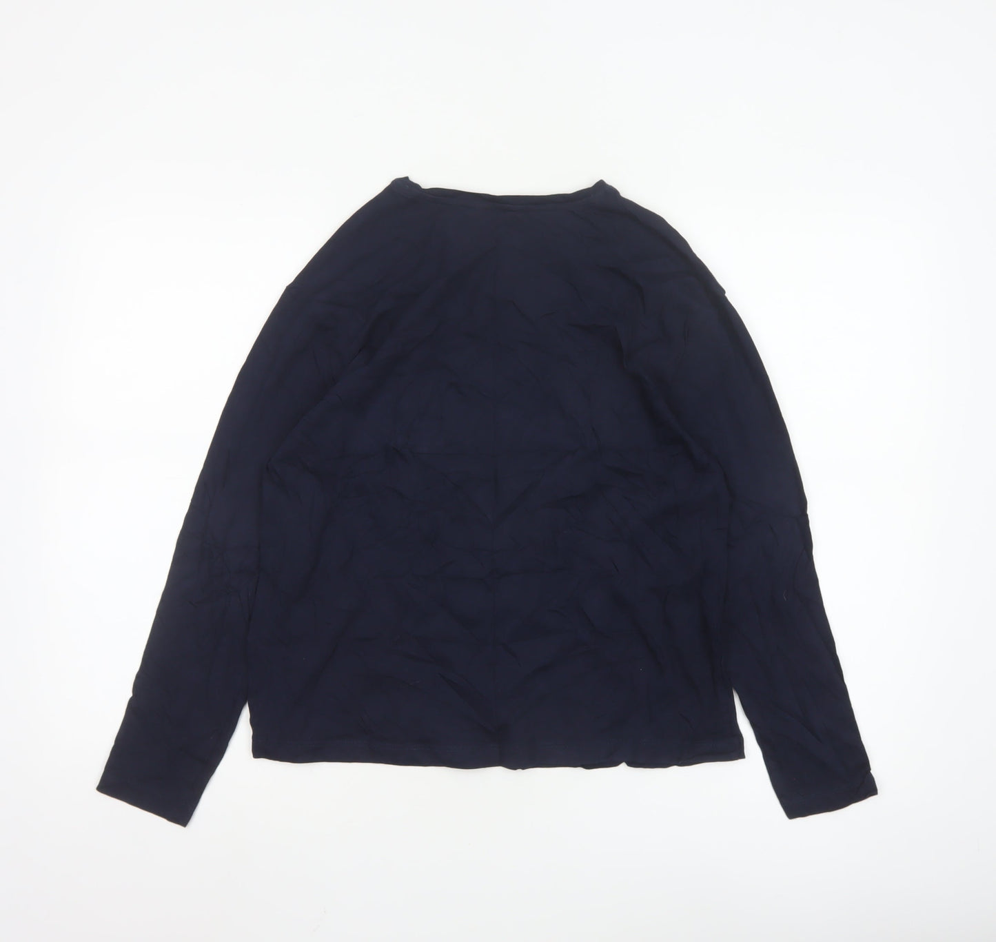 Marks and Spencer Women Blue Cotton Long Sleeve Pyjama Top M