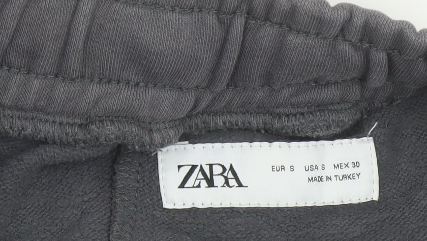 ZARA Women Grey Cotton Blend Jogger Sweatpants Size S