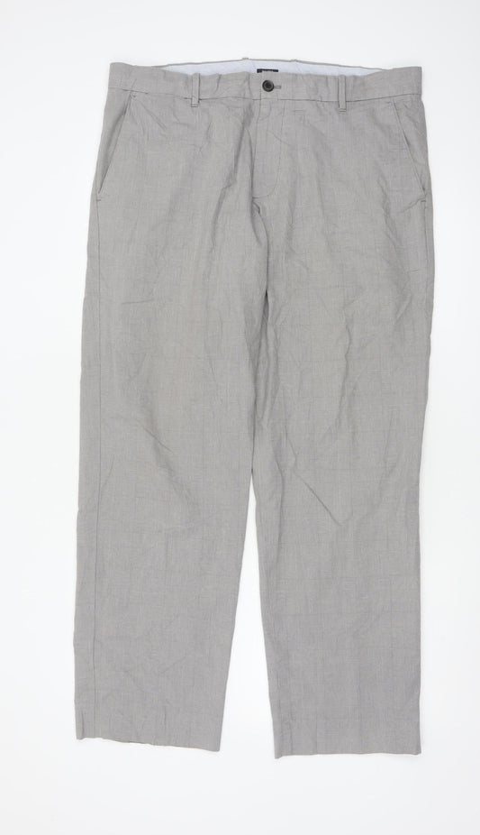 Gap Khakis Men’s Grey Checked Cotton Chino Trousers 36x32