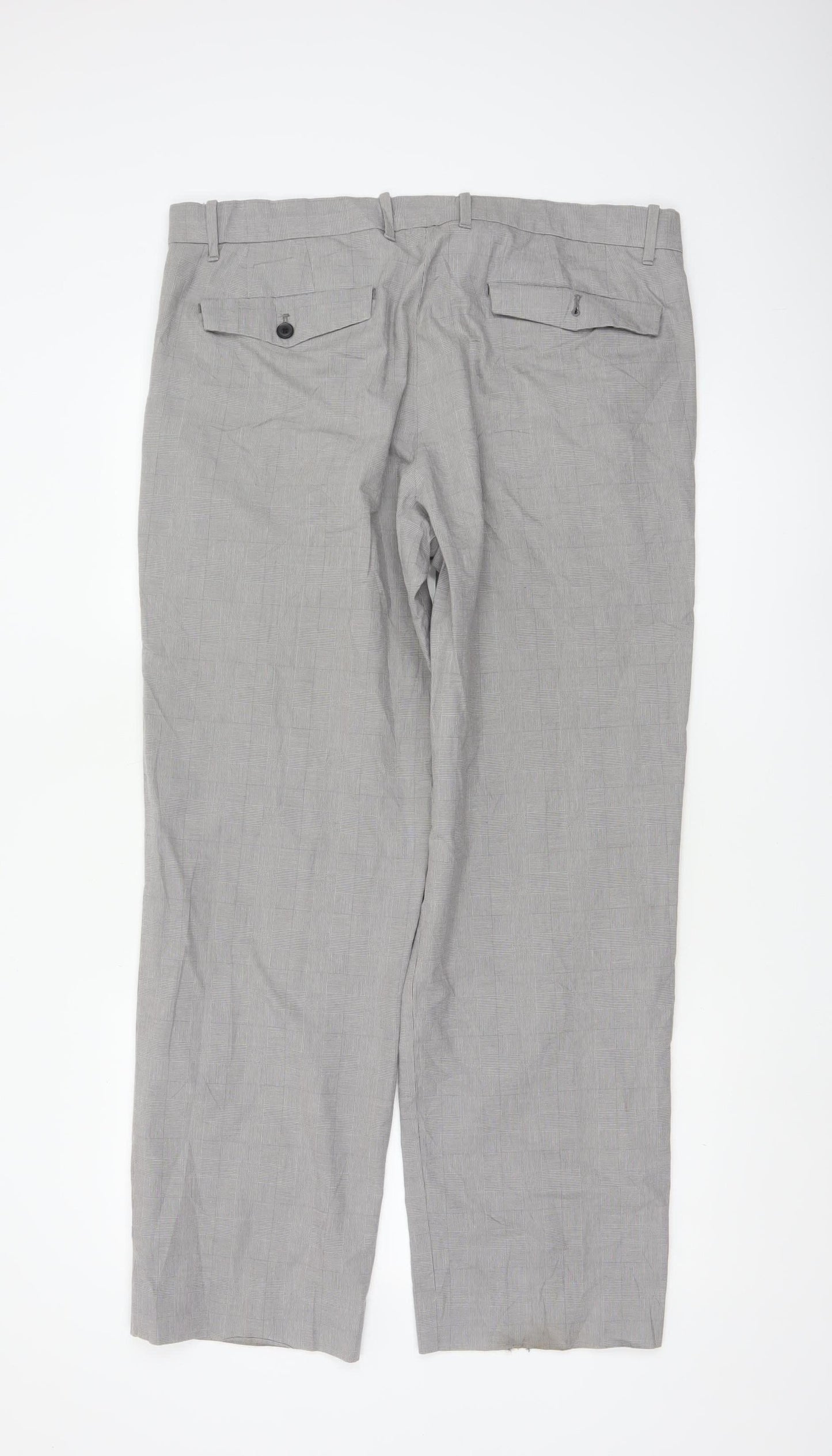 Gap Khakis Men’s Grey Checked Cotton Chino Trousers 36x32