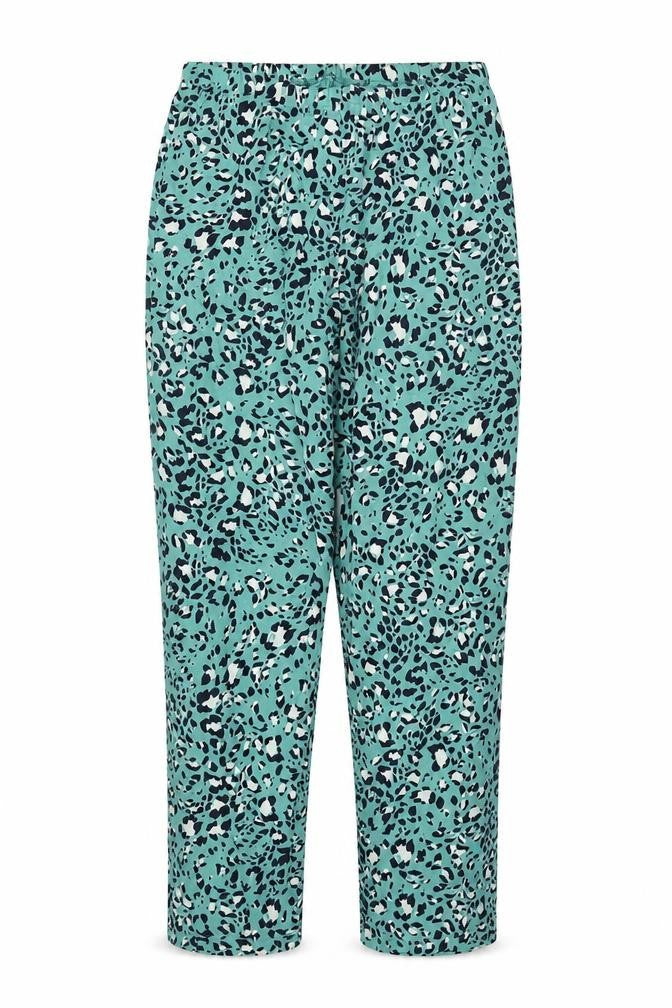 Marks & Spencer Womens Green Animal Print Cropped Trousers Size S