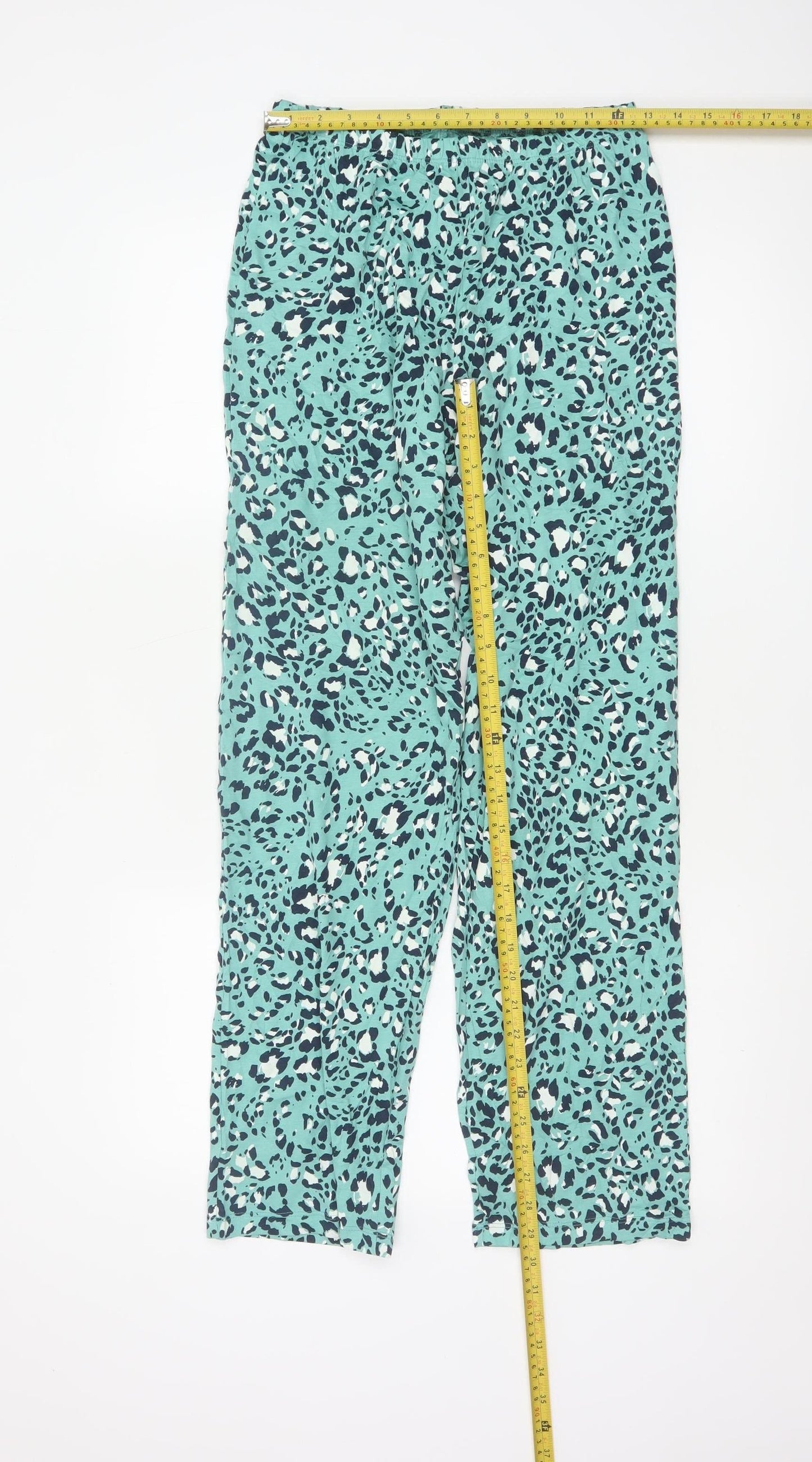 Marks and Spencer Womens Green Animal Print Cropped Trousers Size S