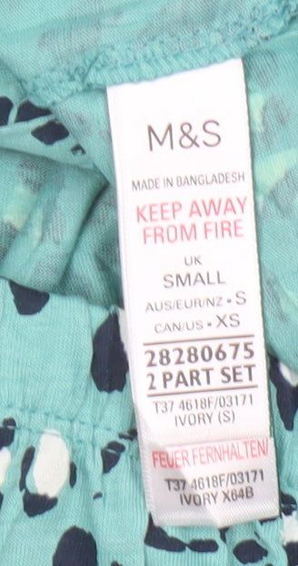 Marks and Spencer Womens Green Animal Print Cropped Trousers Size S