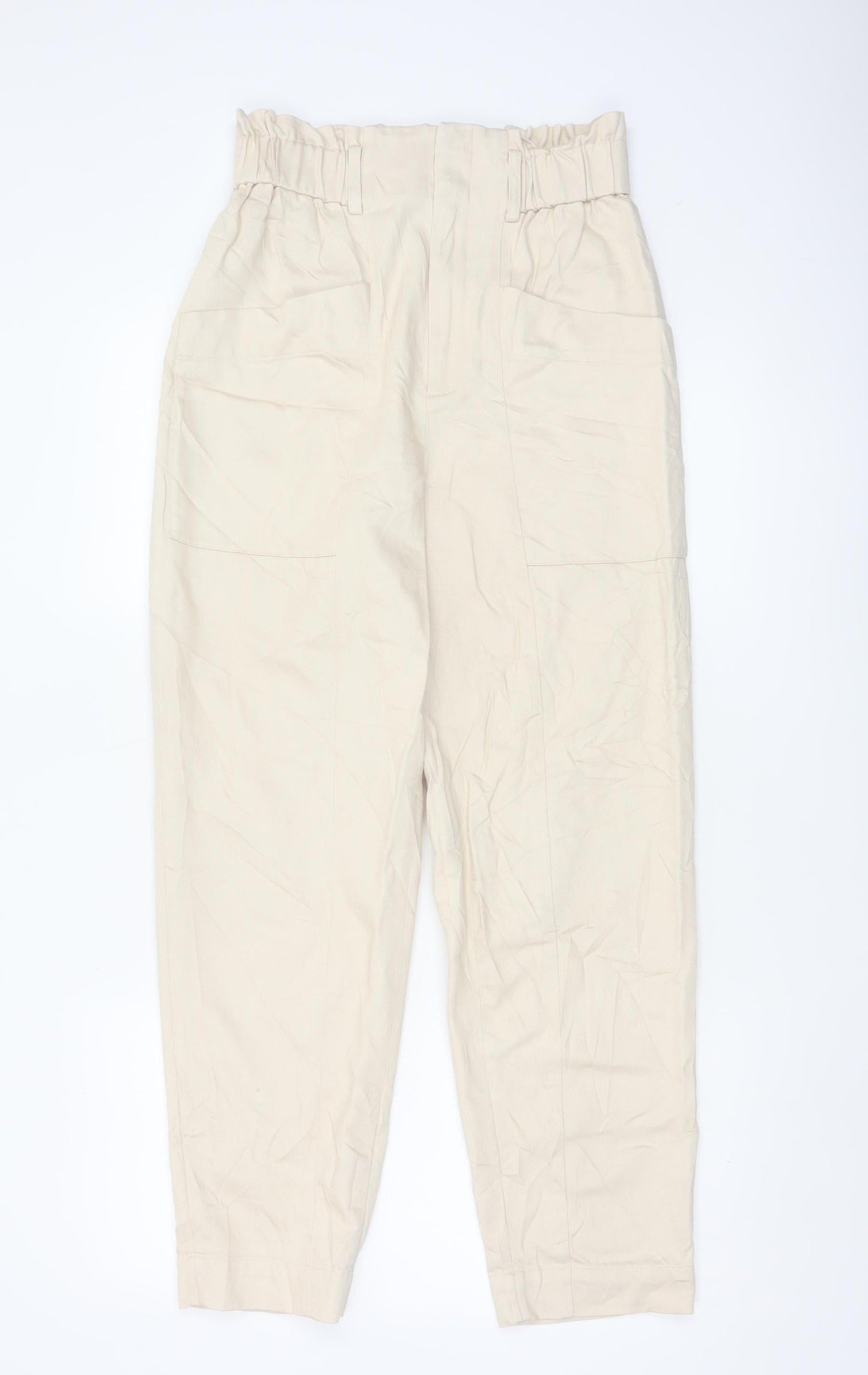 & Other Stories Womens Beige Paperbag Trousers Size 8 Lyocell Blend