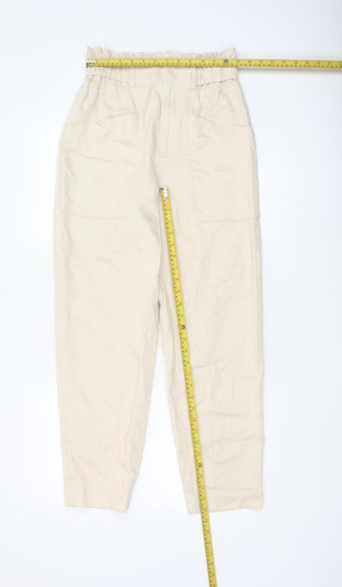 & Other Stories Womens Beige Paperbag Trousers Size 8 Lyocell Blend