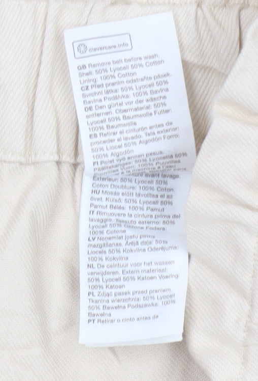 & Other Stories Womens Beige Paperbag Trousers Size 8 Lyocell Blend