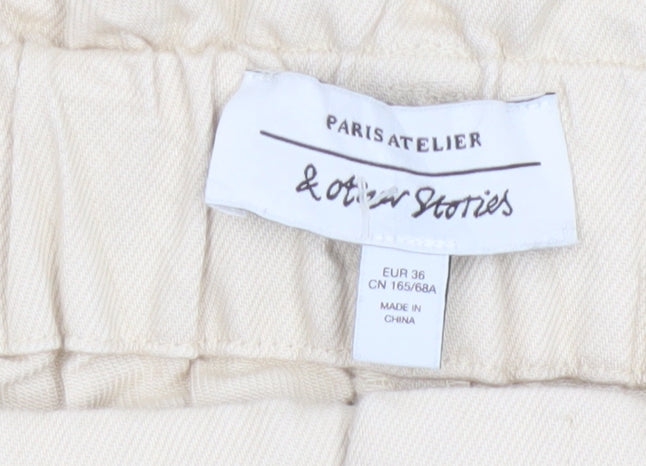 & Other Stories Womens Beige Paperbag Trousers Size 8 Lyocell Blend