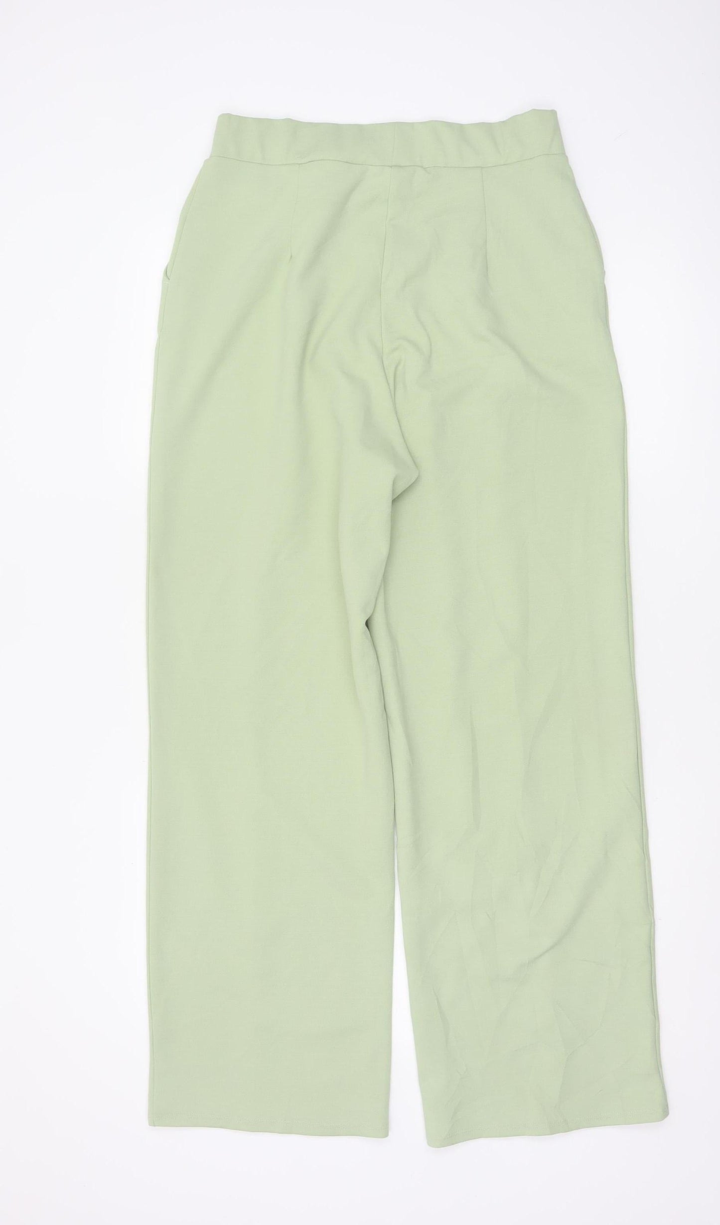 H&M Women's Green Straight Leg Mid Rise Jersey Trousers Size M