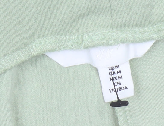 H&M Women's Green Straight Leg Mid Rise Jersey Trousers Size M