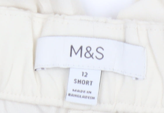 Marks and Spencer Women Ivory Size 12 Short Straight Trousers