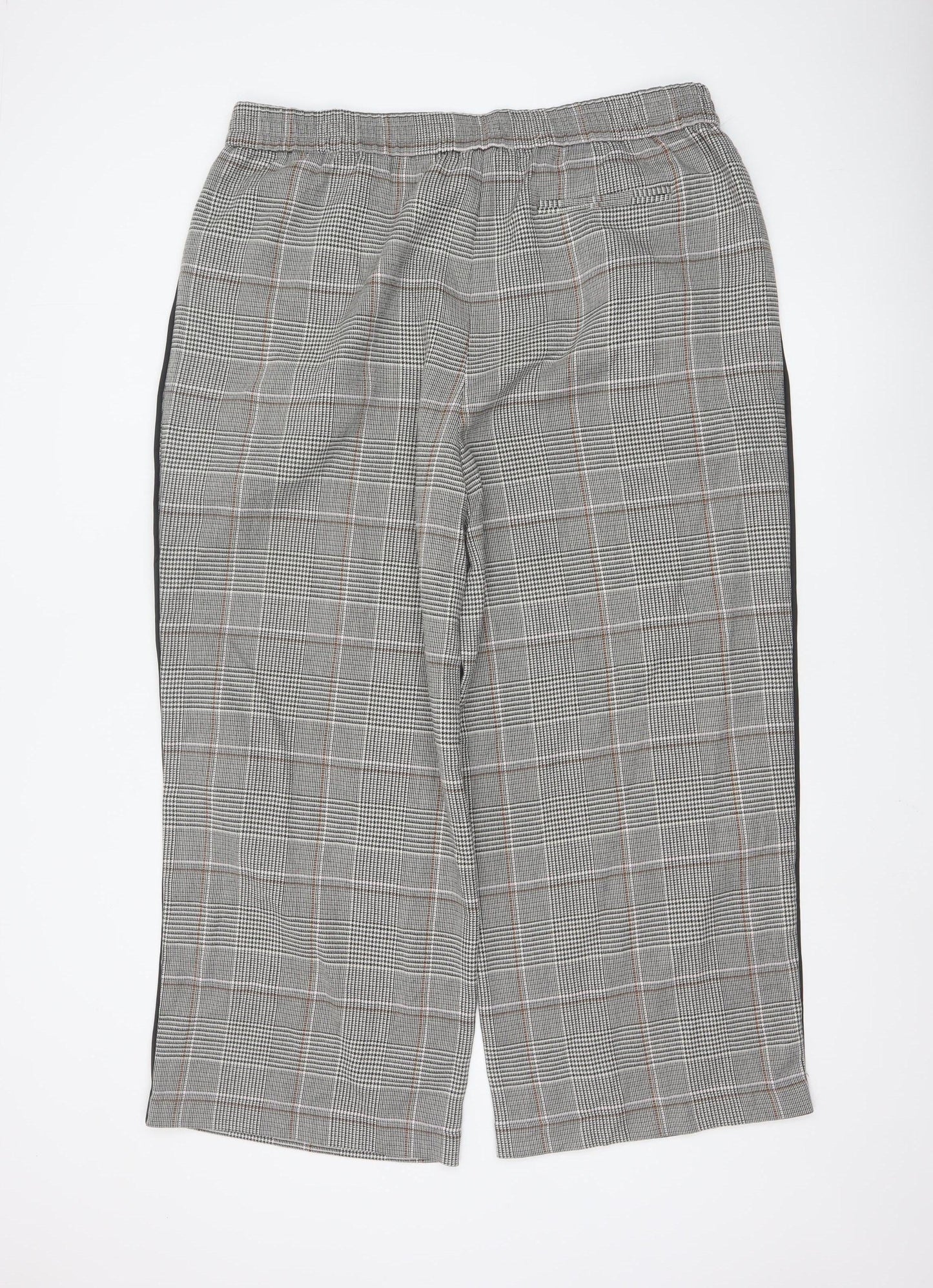 Marks and Spencer Womens Grey Check Elastic Waist Trousers Size 20
