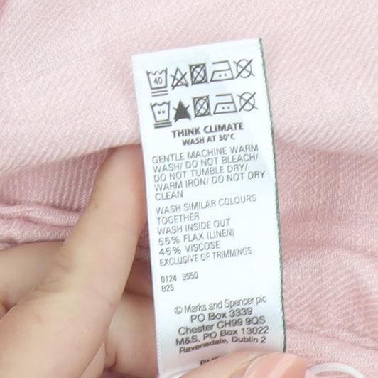 Marks and Spencer Womens Pink Linen Blend Straight Trousers Size 18