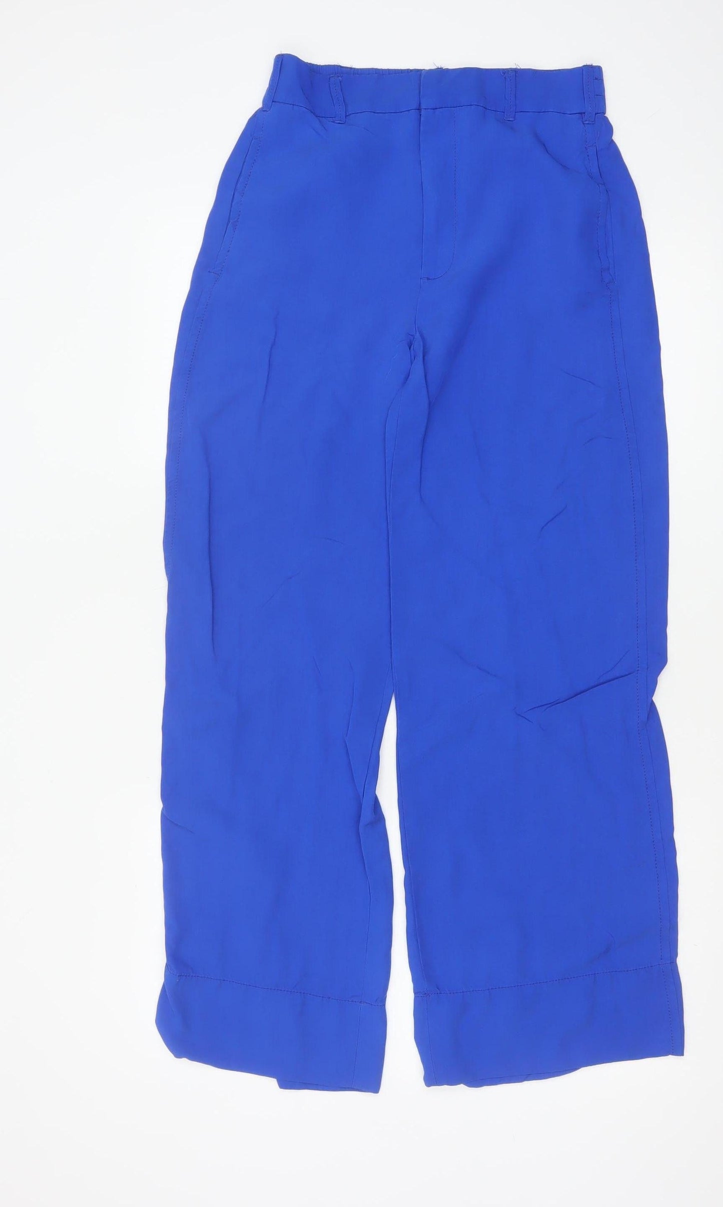 Zara Womens Blue Wide-Leg Relaxed Trousers XS