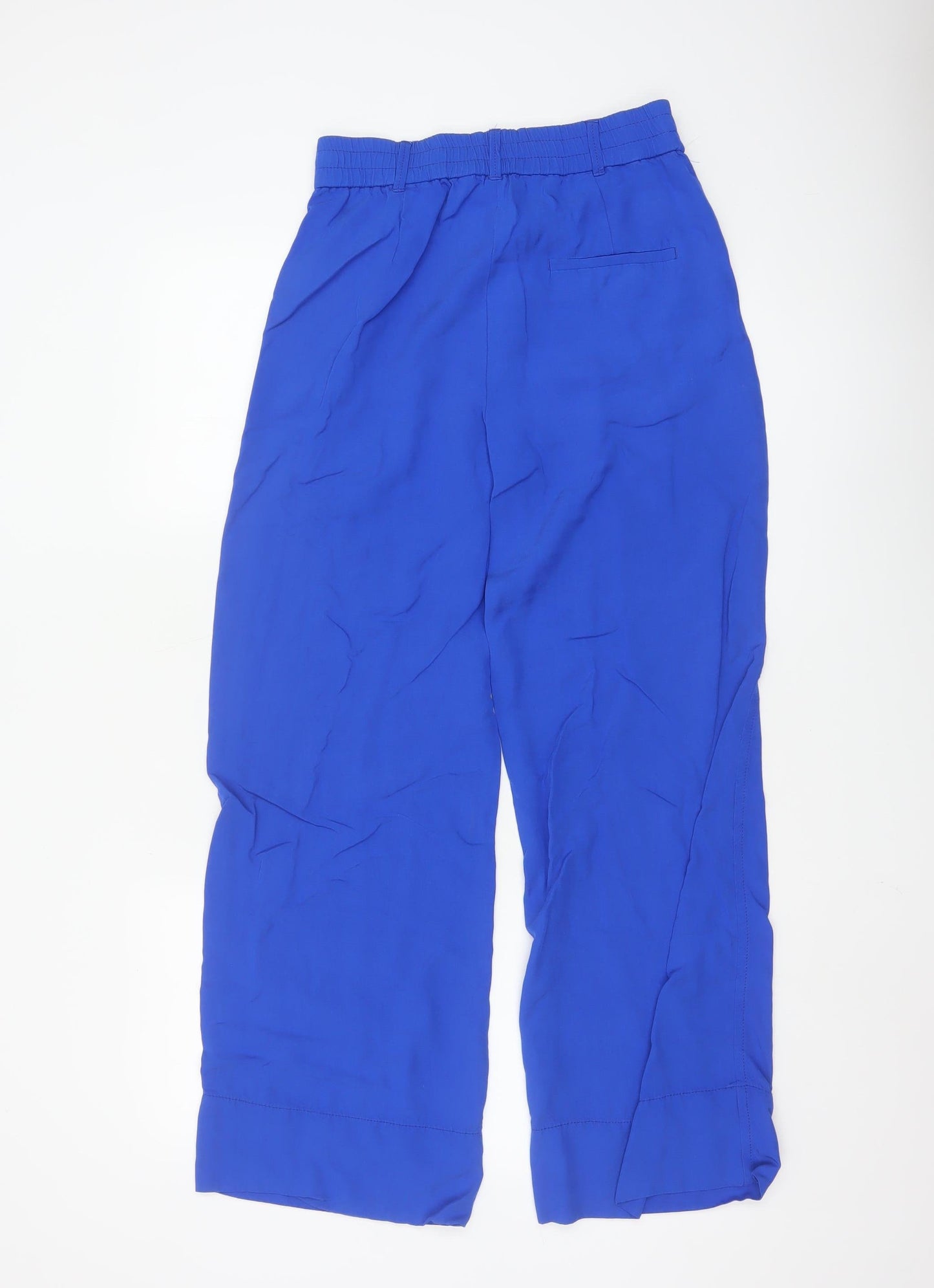 Zara Womens Blue Wide-Leg Relaxed Trousers XS