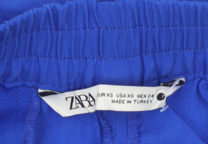 Zara Womens Blue Wide-Leg Relaxed Trousers XS