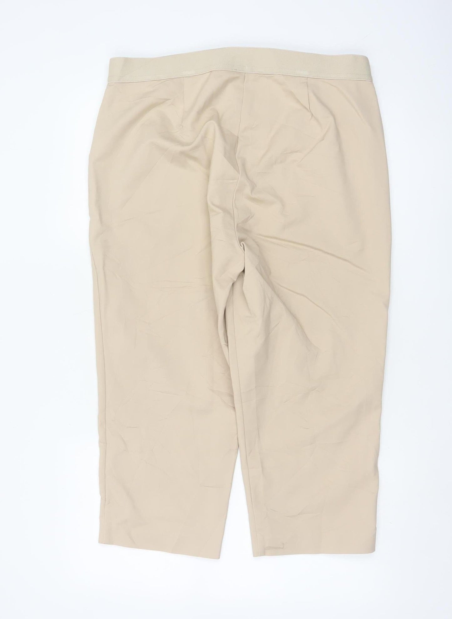 Marks and Spencer Women Beige Size 18 Cropped Trousers Cotton Blend