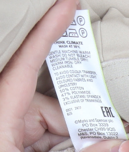 Marks and Spencer Women Beige Size 18 Cropped Trousers Cotton Blend