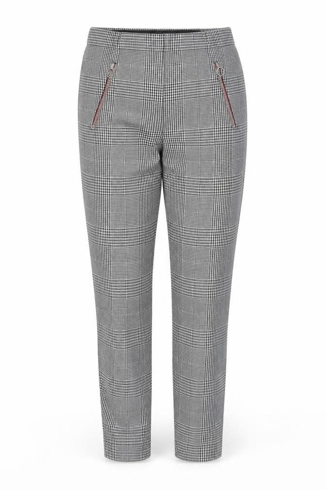 Marks & Spencer Women's Black Mix Check Tapered Trousers UK 12 Regular