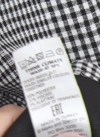 Marks and Spencer Women's Black Mix Check Tapered Trousers UK 12 Regular
