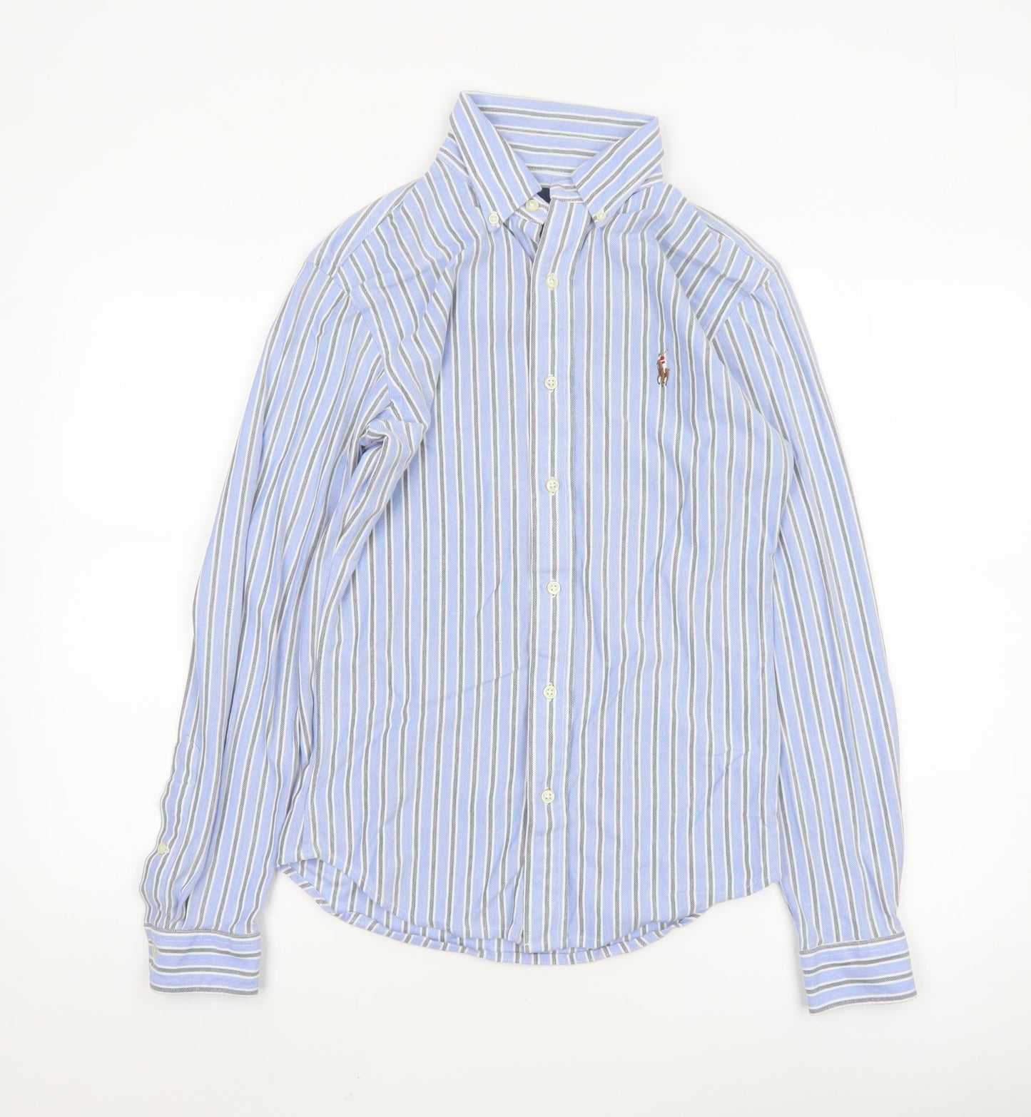 Ralph Lauren Men Blue Slim Fit Striped Button-Up Oxford Shirt S