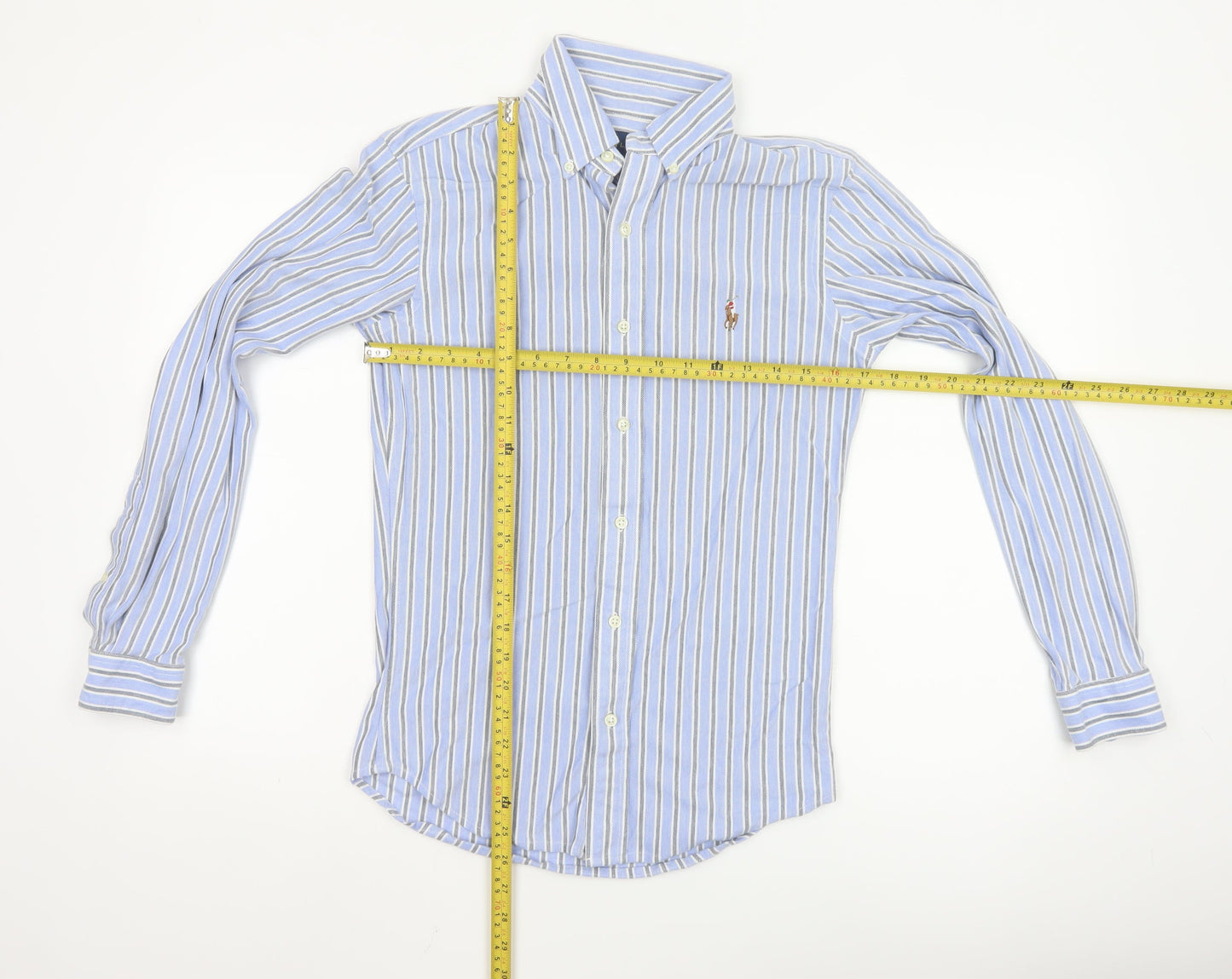 Ralph Lauren Men Blue Slim Fit Striped Button-Up Oxford Shirt S