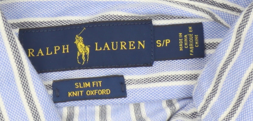 Ralph Lauren Men Blue Slim Fit Striped Button-Up Oxford Shirt S