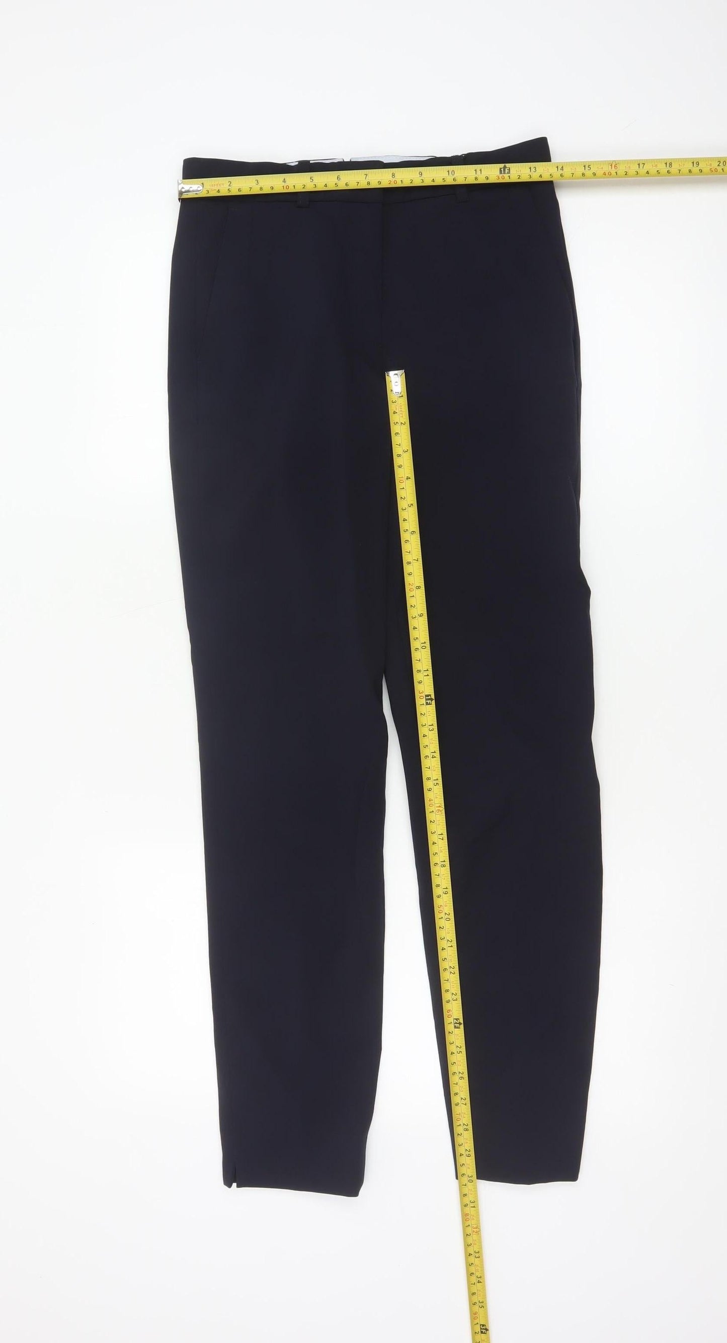 Jigsaw Womens Black Wool Blend Slim Tapered Trousers UK 6