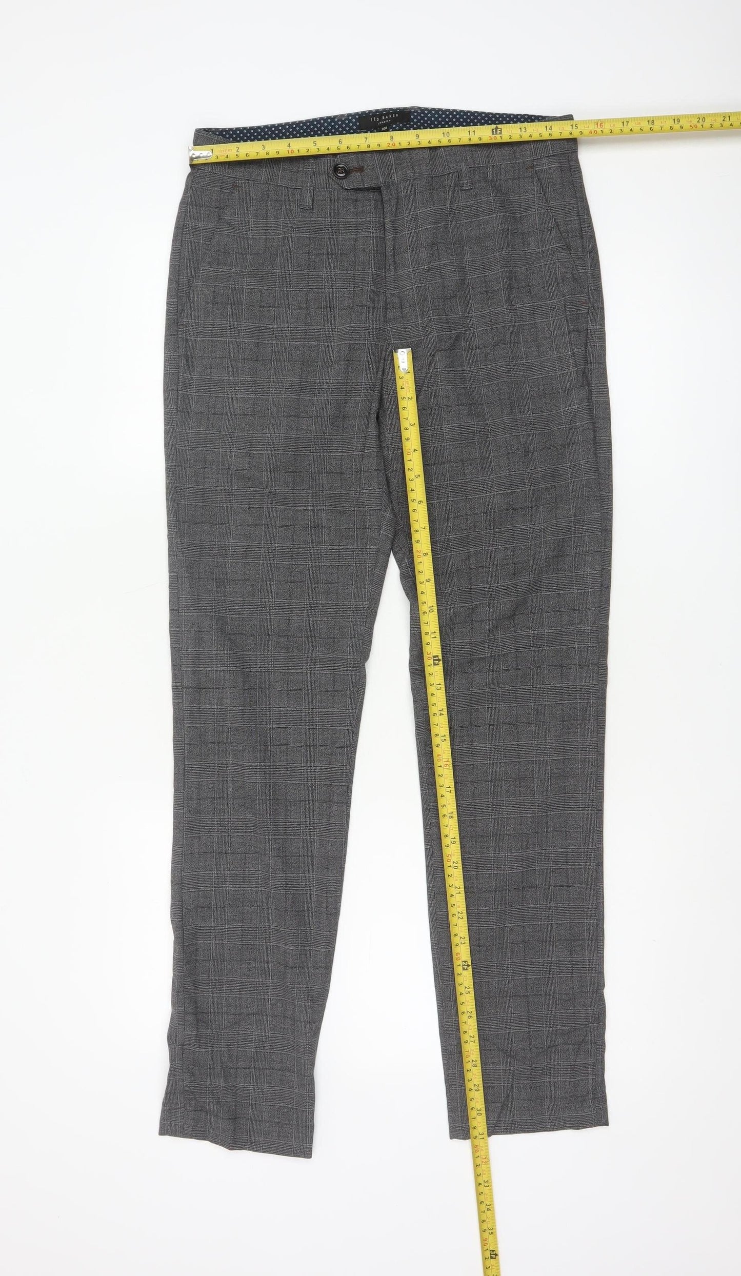 Ted Baker Men's Grey Check Slim Fit Chino Trousers 30R
