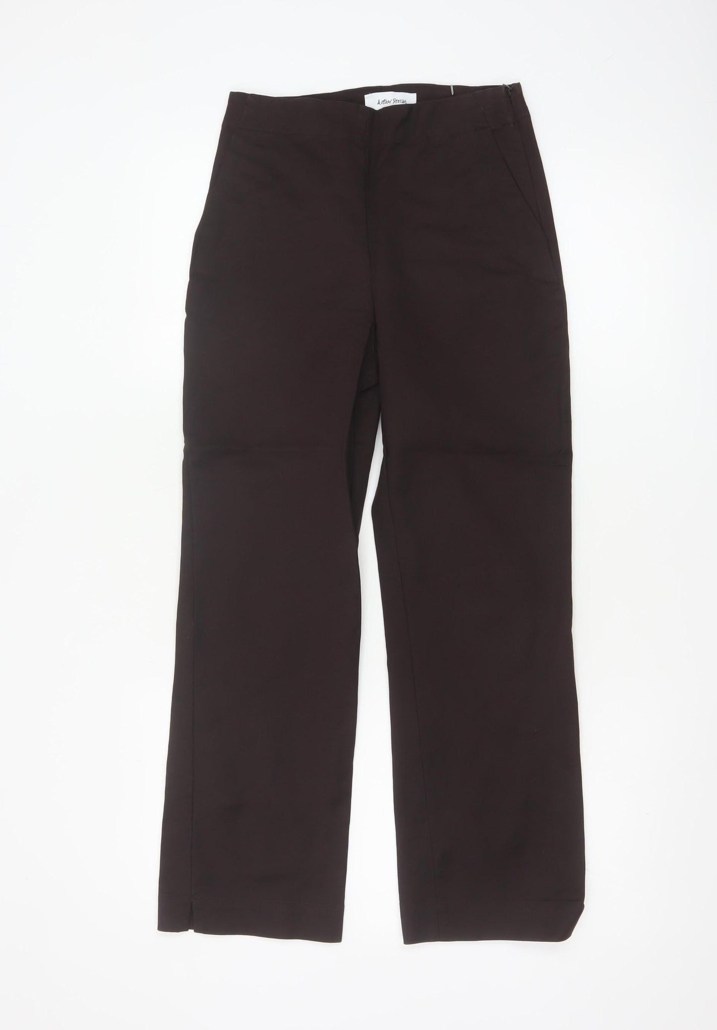 & Other Stories Women Brown Trousers Size 6 Straight Cotton Blend