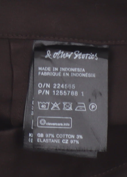 & Other Stories Women Brown Trousers Size 6 Straight Cotton Blend