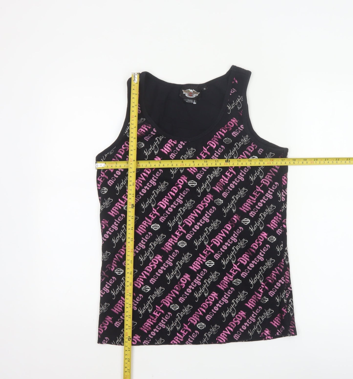 Harley-Davidson Womens Black XL Tank Top Cotton Stretch Biker Style