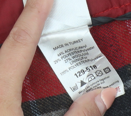 Next Women's Red Check Pleated Mini Skirt Size 12 Wool Blend