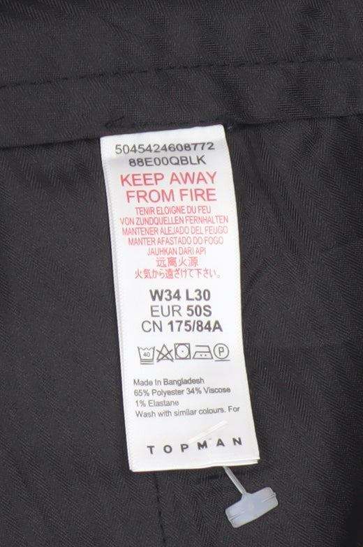 Topman Men's Black Slim Fit Dress Trousers W34 L30