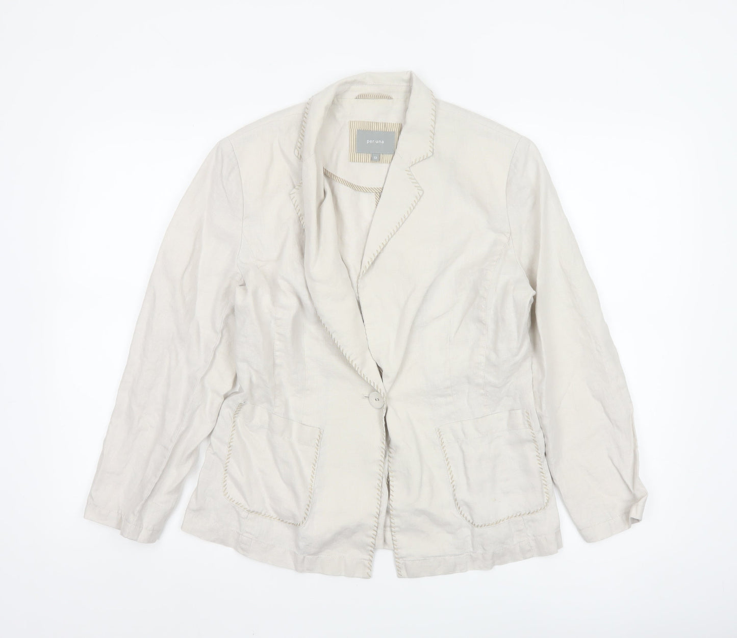Marks and Spencer Per Una Ivory Linen Blazer Jacket Women Size 12