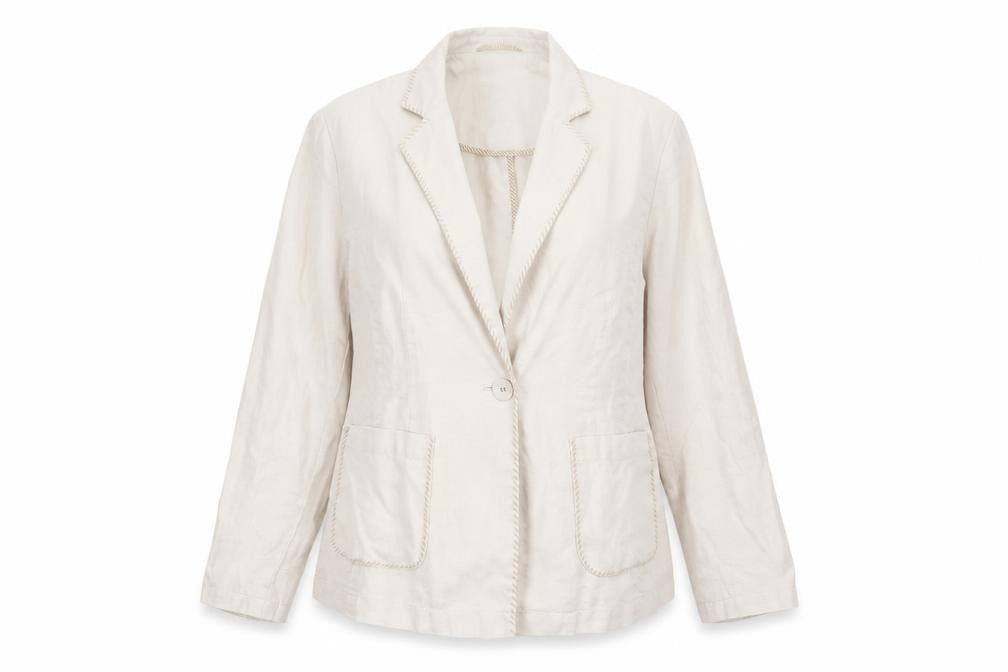 Marks & Spencer Per Una Ivory Linen Blazer Jacket Women Size 12