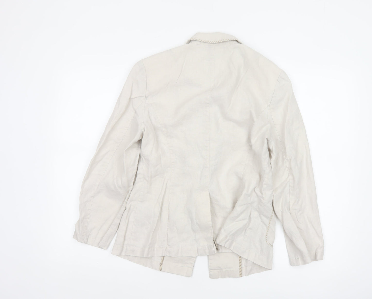Marks and Spencer Per Una Ivory Linen Blazer Jacket Women Size 12